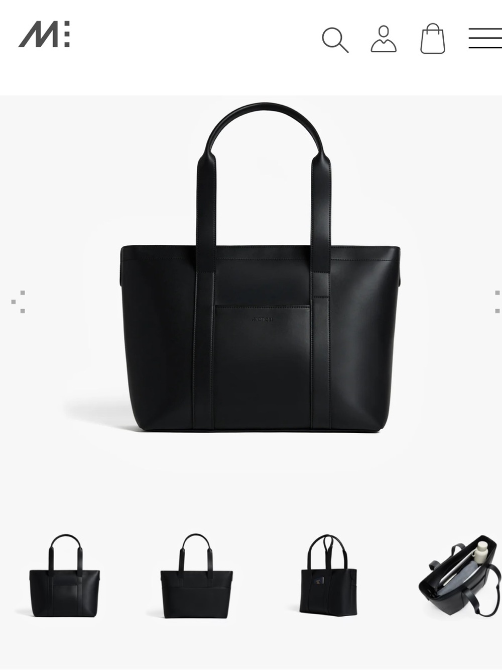 Monos Metro Vegan Leather Black Tote